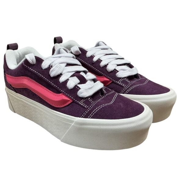 Vans Knu Stack Sneakers Women 7.5 Men 6 Purple Pink Lollipop Platform Shoes NEW - Picture 1 of 11